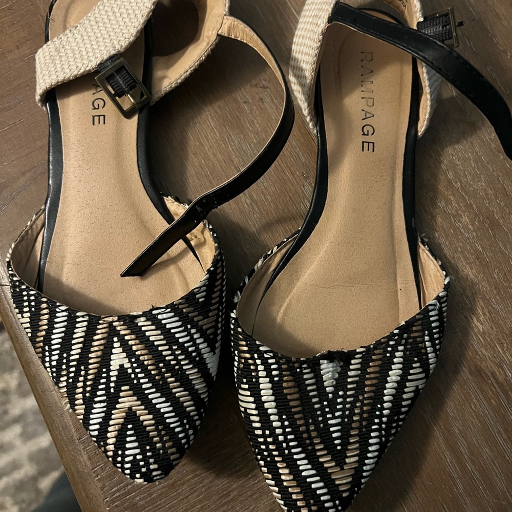 Rampage Black and White Flats with Zigzag Design